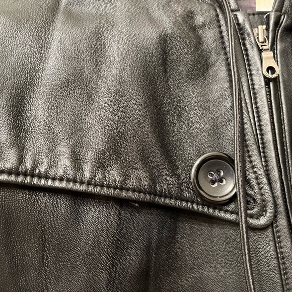 DKNY Black Leather Zip Front Hoodie jacket. Size XL. Mint condition. - Picture 4 of 10